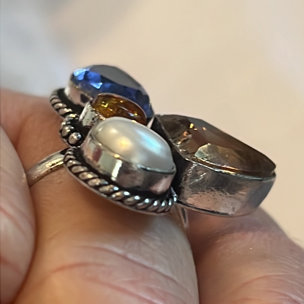 #369 Amethyst, Amber, Pearl Handcrafted Ring 💍 Size 9 NWOT - Picture 8 of 15